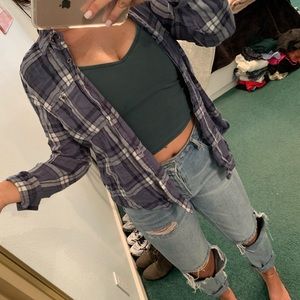 Multi Blue & White Button Down Flannel